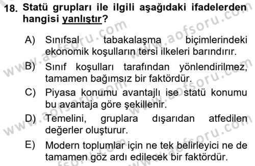 Çalışma Sosyolojisi Dersi 2023 - 2024 Yılı (Final) Dönem Sonu Sınav Soruları 18. Soru