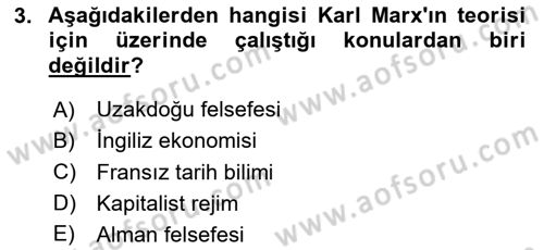 Çalışma Sosyolojisi Dersi 2023 - 2024 Yılı Yaz Okulu Sınavı 3. Soru