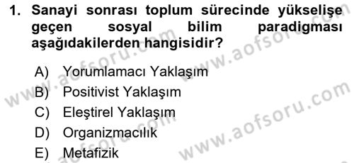 Çalışma Sosyolojisi Dersi Ara Sınavı Deneme Sınav Soruları 1. Soru