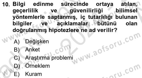 Çalışma Sosyolojisi Dersi 2024 - 2025 Yılı (Vize) Ara Sınav Soruları 10. Soru