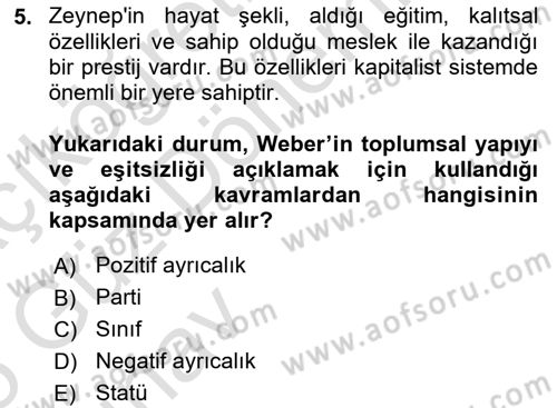Çalışma Sosyolojisi Dersi 2024 - 2025 Yılı (Vize) Ara Sınav Soruları 5. Soru