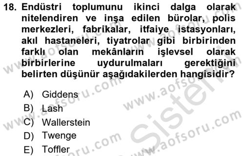 Çalışma Sosyolojisi Dersi 2024 - 2025 Yılı (Final) Dönem Sonu Sınav Soruları 18. Soru