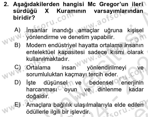 Çalışma Sosyolojisi Dersi 2024 - 2025 Yılı (Final) Dönem Sonu Sınav Soruları 2. Soru