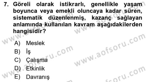 Çalışma Sosyolojisi Dersi 2024 - 2025 Yılı (Final) Dönem Sonu Sınav Soruları 7. Soru