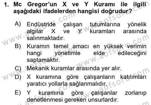 Çalışma Sosyolojisi Dersi 2024 - 2025 Yılı Yaz Okulu Sınav Soruları 1. Soru