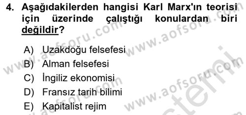 Çalışma Sosyolojisi Dersi 2025 - 2026 Yılı (Vize) Ara Sınav Soruları 4. Soru