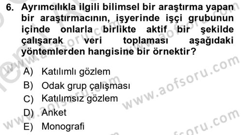 Çalışma Sosyolojisi Dersi 2025 - 2026 Yılı (Vize) Ara Sınav Soruları 6. Soru