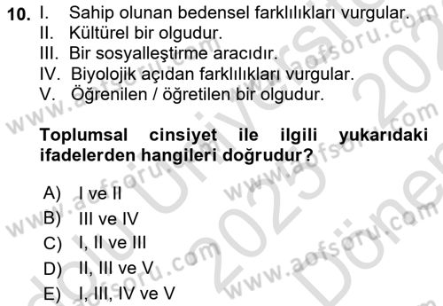 Çalışma Sosyolojisi Dersi 2025 - 2026 Yılı (Final) Dönem Sonu Sınav Soruları 10. Soru