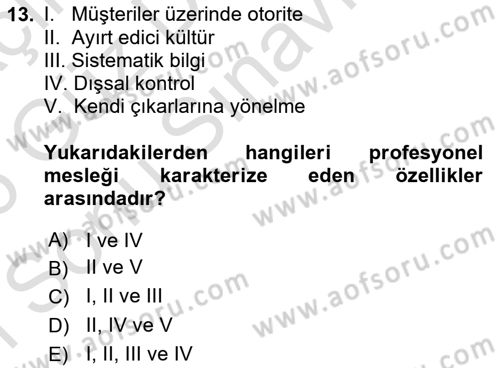 Çalışma Sosyolojisi Dersi 2025 - 2026 Yılı (Final) Dönem Sonu Sınav Soruları 13. Soru