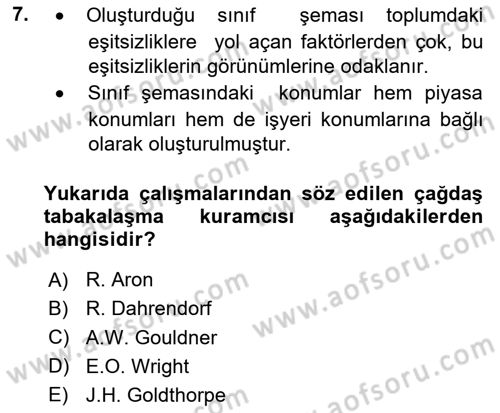 Çalışma Sosyolojisi Dersi 2025 - 2026 Yılı (Final) Dönem Sonu Sınav Soruları 7. Soru
