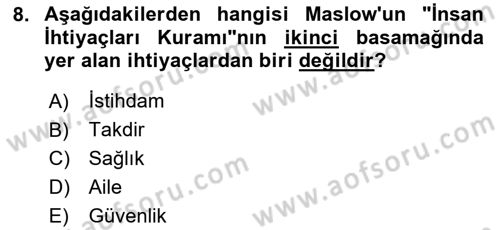 Çalışma Sosyolojisi Dersi 2025 - 2026 Yılı (Final) Dönem Sonu Sınav Soruları 8. Soru