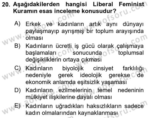 Çalışma Sosyolojisi Dersi 2025 - 2026 Yılı Yaz Okulu Sınav Soruları 20. Soru