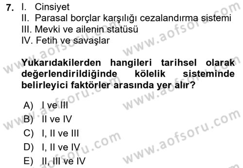 Çalışma Sosyolojisi Dersi 2025 - 2026 Yılı Yaz Okulu Sınav Soruları 7. Soru