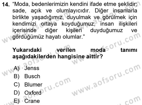 Tüketim Sosyolojisi Dersi 2020 - 2021 Yılı Yaz Okulu Sınav Soruları 14. Soru