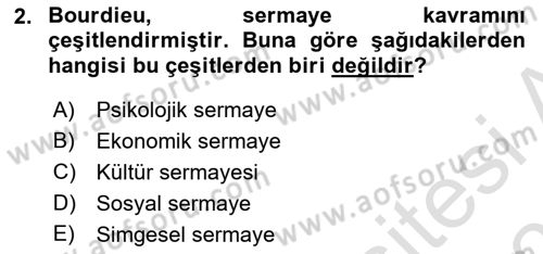 Tüketim Sosyolojisi Dersi 2020 - 2021 Yılı Yaz Okulu Sınav Soruları 2. Soru