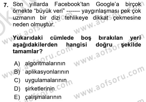 Tüketim Sosyolojisi Dersi 2020 - 2021 Yılı Yaz Okulu Sınav Soruları 7. Soru