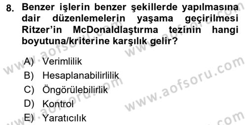 Tüketim Sosyolojisi Dersi 2020 - 2021 Yılı Yaz Okulu Sınav Soruları 8. Soru