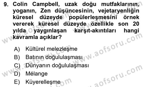 Tüketim Sosyolojisi Dersi 2020 - 2021 Yılı Yaz Okulu Sınav Soruları 9. Soru