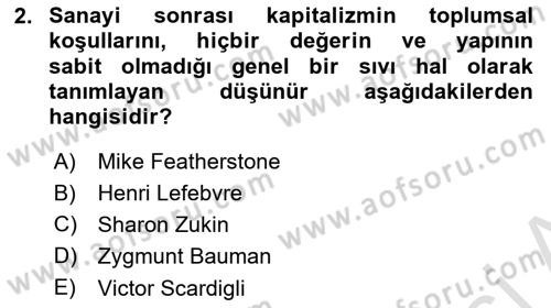 Tüketim Sosyolojisi Dersi 2021 - 2022 Yılı (Vize) Ara Sınav Soruları 2. Soru