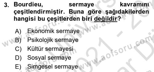 Tüketim Sosyolojisi Dersi 2021 - 2022 Yılı (Vize) Ara Sınav Soruları 3. Soru