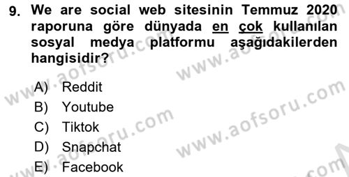 Tüketim Sosyolojisi Dersi 2021 - 2022 Yılı (Vize) Ara Sınav Soruları 9. Soru