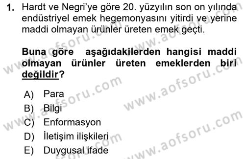 Tüketim Sosyolojisi Dersi 2021 - 2022 Yılı (Final) Dönem Sonu Sınav Soruları 1. Soru