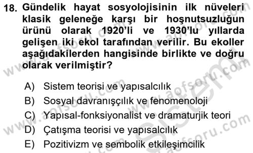 Tüketim Sosyolojisi Dersi 2021 - 2022 Yılı (Final) Dönem Sonu Sınav Soruları 18. Soru