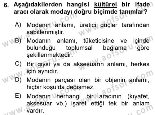 Tüketim Sosyolojisi Dersi 2021 - 2022 Yılı (Final) Dönem Sonu Sınav Soruları 6. Soru