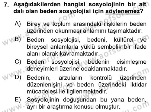 Tüketim Sosyolojisi Dersi 2021 - 2022 Yılı (Final) Dönem Sonu Sınav Soruları 7. Soru