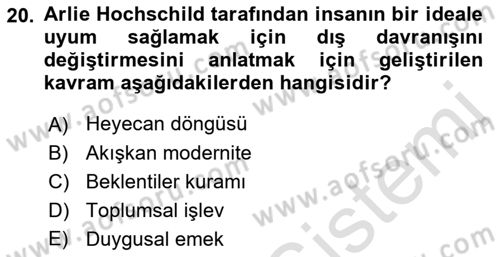 Tüketim Sosyolojisi Dersi 2021 - 2022 Yılı Yaz Okulu Sınavı 20. Soru