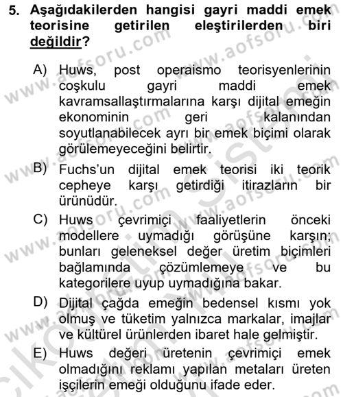 Tüketim Sosyolojisi Dersi 2022 - 2023 Yılı Yaz Okulu Sınav Soruları 5. Soru