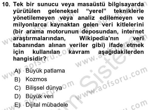 Tüketim Sosyolojisi Dersi 2023 - 2024 Yılı (Vize) Ara Sınav Soruları 10. Soru