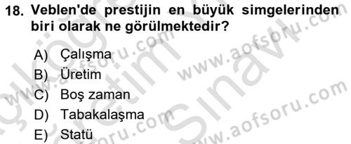 Tüketim Sosyolojisi Dersi 2023 - 2024 Yılı (Vize) Ara Sınav Soruları 18. Soru