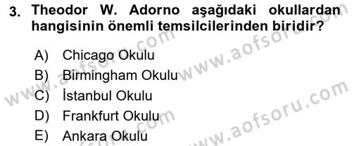Tüketim Sosyolojisi Dersi 2023 - 2024 Yılı (Vize) Ara Sınav Soruları 3. Soru