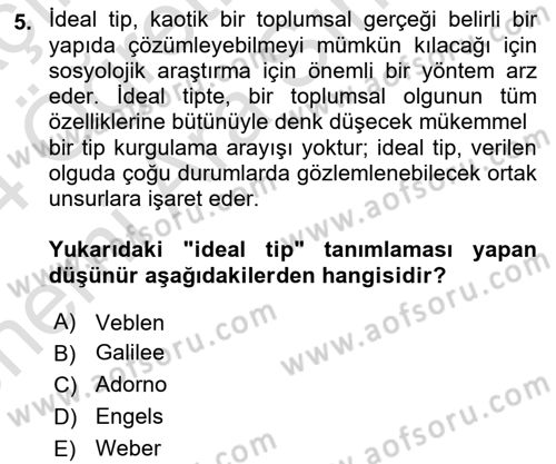 Tüketim Sosyolojisi Dersi 2023 - 2024 Yılı (Vize) Ara Sınav Soruları 5. Soru