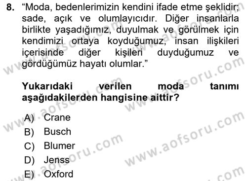 Tüketim Sosyolojisi Dersi 2023 - 2024 Yılı (Final) Dönem Sonu Sınav Soruları 8. Soru