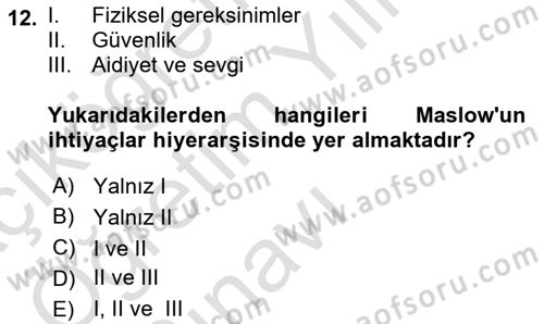 Tüketim Sosyolojisi Dersi 2023 - 2024 Yılı Yaz Okulu Sınav Soruları 12. Soru
