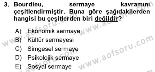 Tüketim Sosyolojisi Dersi 2023 - 2024 Yılı Yaz Okulu Sınav Soruları 3. Soru