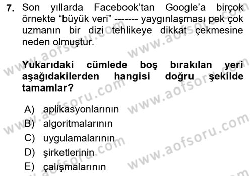 Tüketim Sosyolojisi Dersi 2023 - 2024 Yılı Yaz Okulu Sınavı 7. Soru