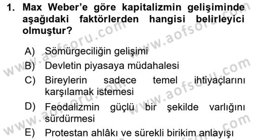 Tüketim Sosyolojisi Dersi 2024 - 2025 Yılı (Vize) Ara Sınav Soruları 1. Soru