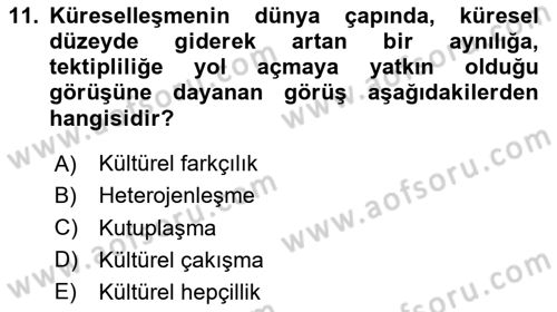 Tüketim Sosyolojisi Dersi 2024 - 2025 Yılı (Vize) Ara Sınav Soruları 11. Soru