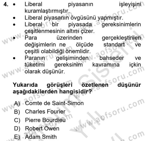 Tüketim Sosyolojisi Dersi 2024 - 2025 Yılı (Vize) Ara Sınav Soruları 4. Soru