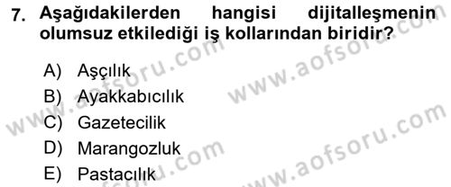 Tüketim Sosyolojisi Dersi 2024 - 2025 Yılı (Vize) Ara Sınav Soruları 7. Soru