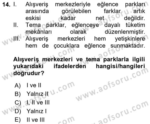 Tüketim Sosyolojisi Dersi 2024 - 2025 Yılı (Final) Dönem Sonu Sınav Soruları 14. Soru