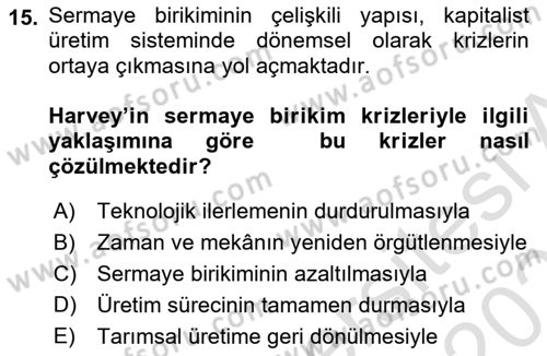 Tüketim Sosyolojisi Dersi 2024 - 2025 Yılı (Final) Dönem Sonu Sınav Soruları 15. Soru