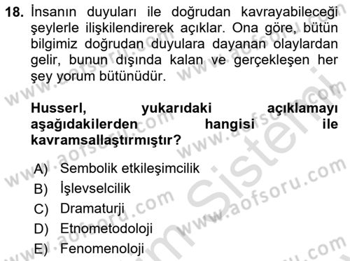 Tüketim Sosyolojisi Dersi 2024 - 2025 Yılı (Final) Dönem Sonu Sınav Soruları 18. Soru