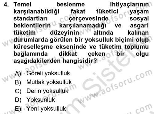 Tüketim Sosyolojisi Dersi 2024 - 2025 Yılı (Final) Dönem Sonu Sınav Soruları 4. Soru