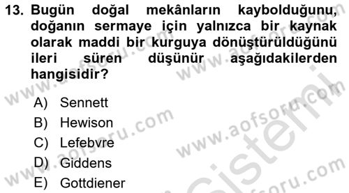 Tüketim Sosyolojisi Dersi 2025 - 2026 Yılı (Final) Dönem Sonu Sınav Soruları 13. Soru