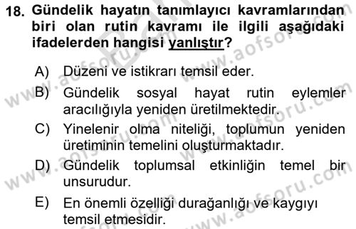 Tüketim Sosyolojisi Dersi 2025 - 2026 Yılı (Final) Dönem Sonu Sınav Soruları 18. Soru