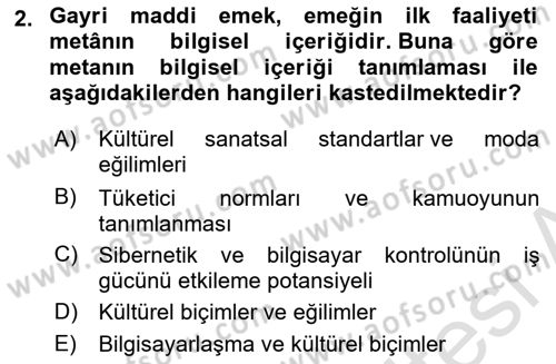 Tüketim Sosyolojisi Dersi 2025 - 2026 Yılı (Final) Dönem Sonu Sınav Soruları 2. Soru